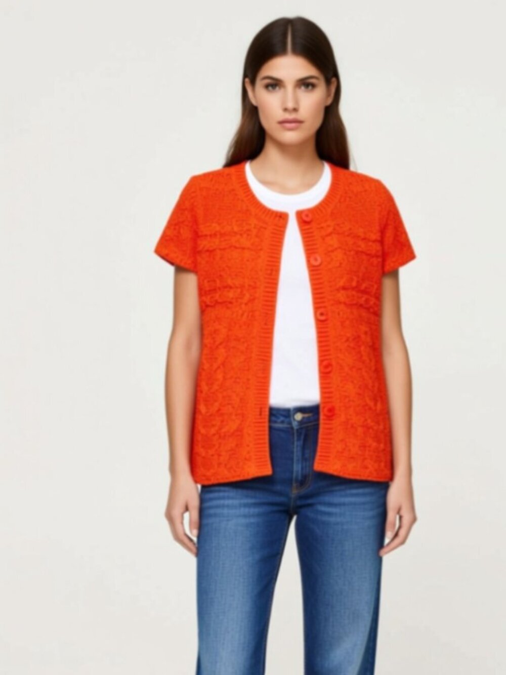 Faded Glory Vest, three button enclosure. Orange, Size L (12/14) (E30)